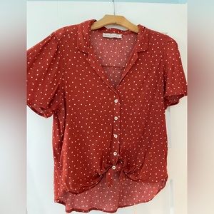 Abercrombie Flowy Sleeve Tie Up Top